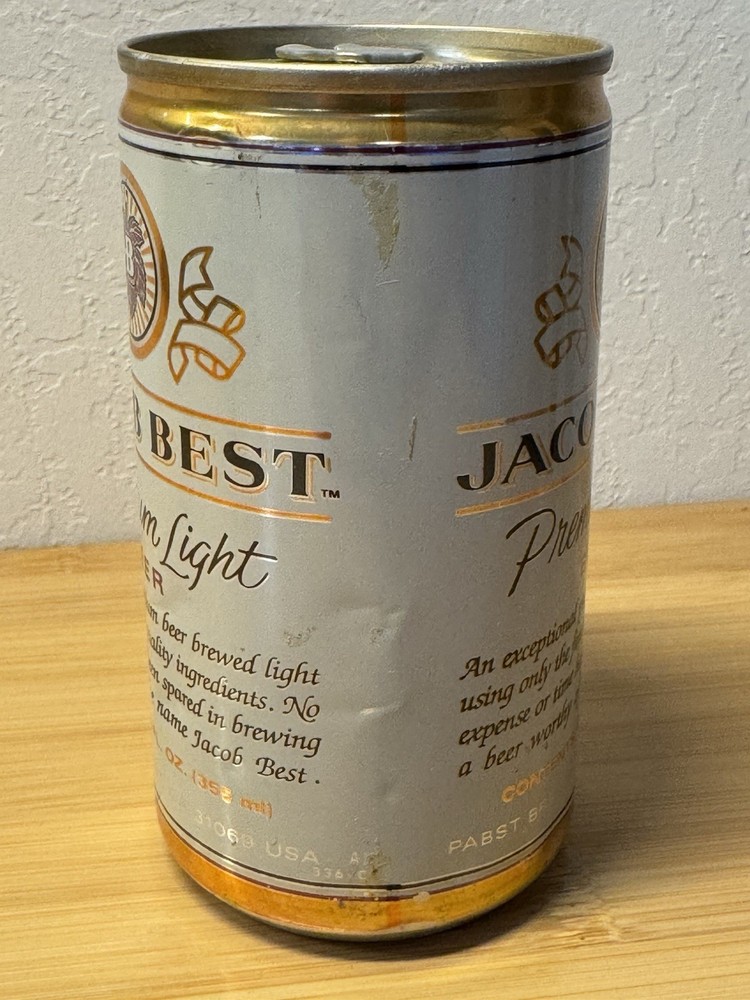 Jacob's Best Premium Light Beer - Empty Beer Can - Bottom Opened