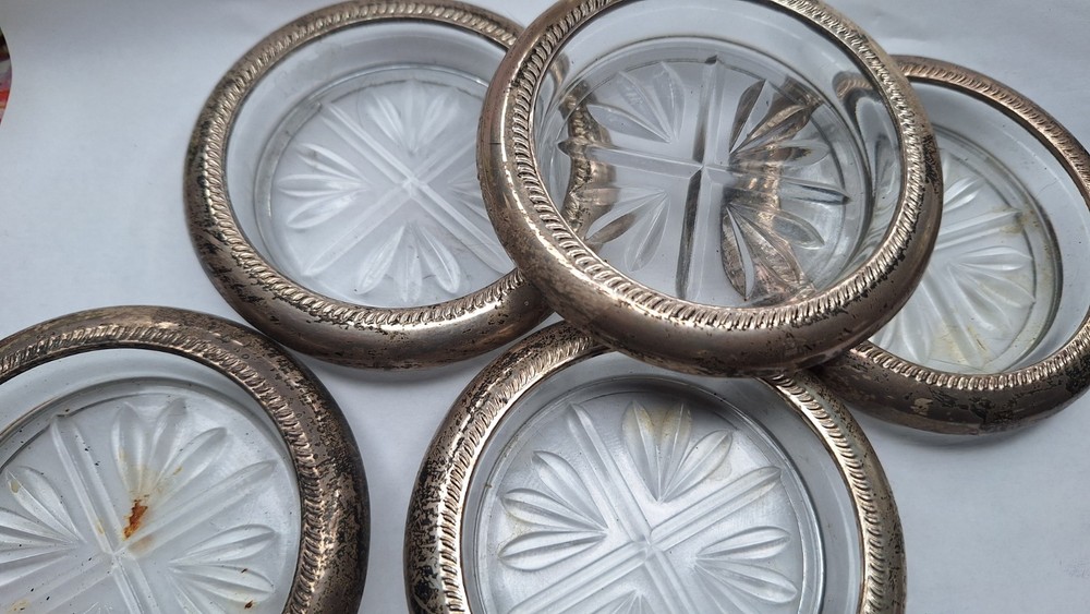 Sterling Silver Crystal Coasters X5