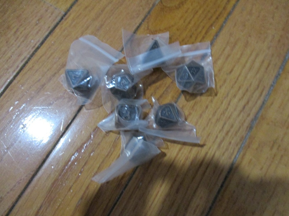 7 Piece Polyhedral Metal Dice Set Dark Grey w/Bronze