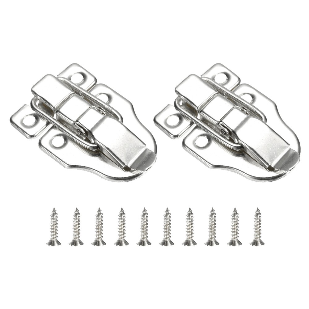 2 Pcs Duck-billed Hasp Lock, Retro Box Toggle Latch without Padlock Hole, Silver