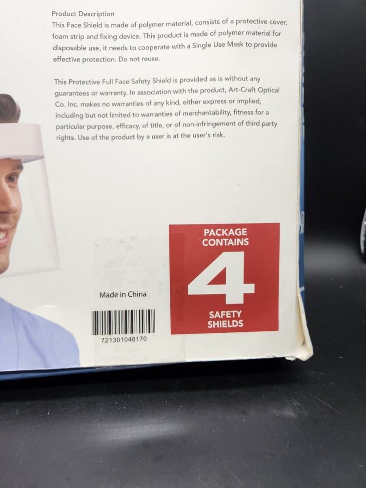 Protective Full Face Safety Shield 4 Pack New Sealed PPE