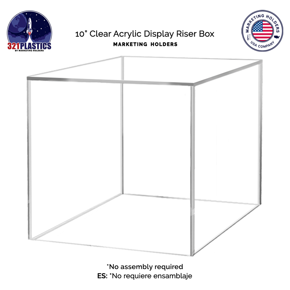 10" Clear Acrylic Display Box Square Merchandise Storage Bin or Riser Qty 2