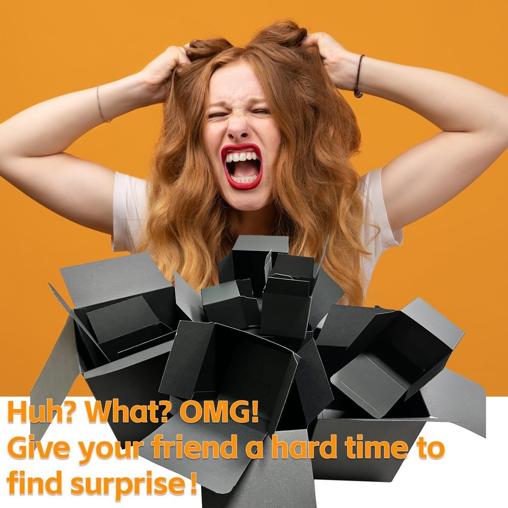 Prank Gift Box, 13PCS Stackable Surprise Box 1 Count (Pack of 13), Black