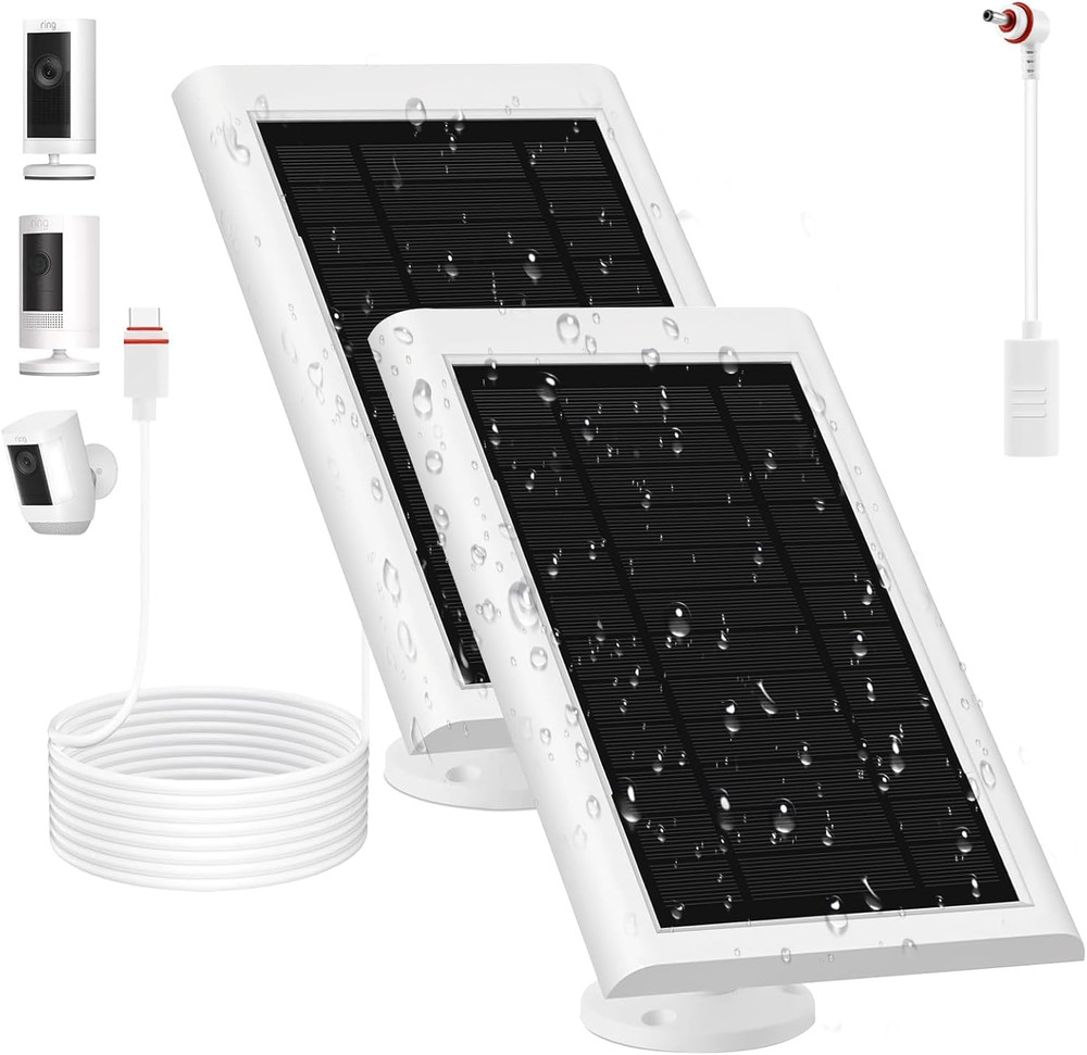 Solar Panel for Ring Camera(2Nd Generation), 2 Pack 5W Solar Panel with 10FT/3M