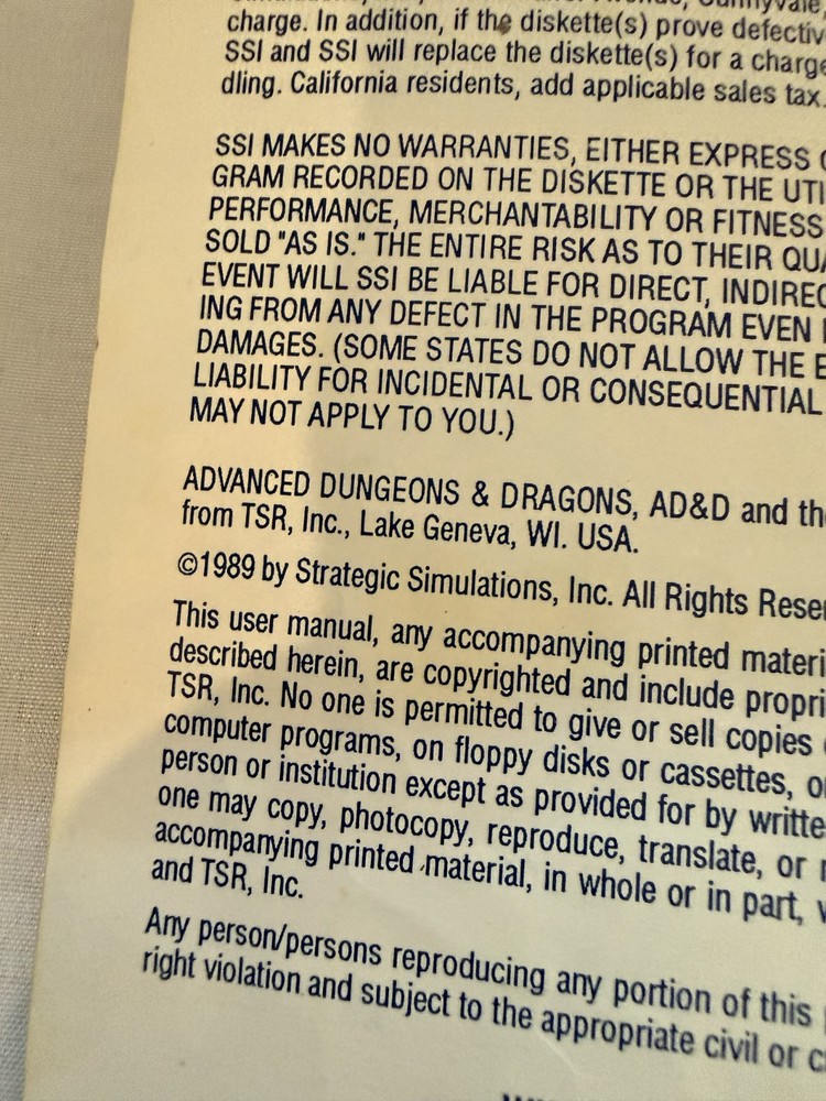 1989 TSR Advanced D&D Dungeon Masters Assistant - Vintage