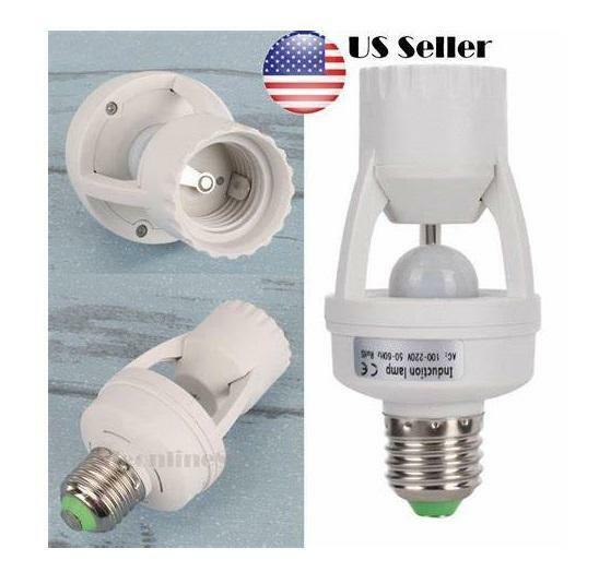 Screw-In Motion Detector Sensor Light Socket 360° up to 25' LED Fluorescent Bulb