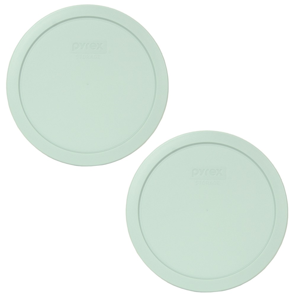 Pyrex 7402-PC Muddy Aqua Plastic Round Storage Lid Cover (2-Pack)