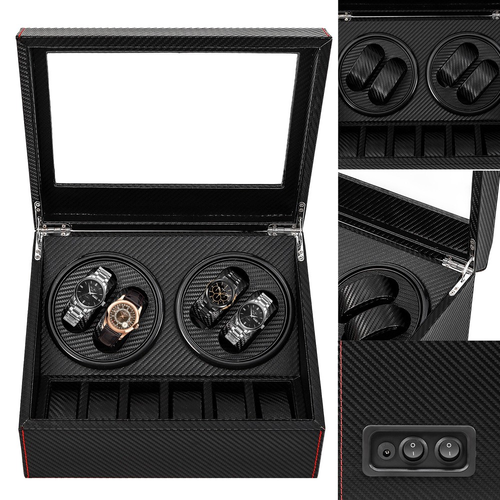 Automatic Rotation Watch Winder Box 4+6 Self Winding Display Box Storage Case