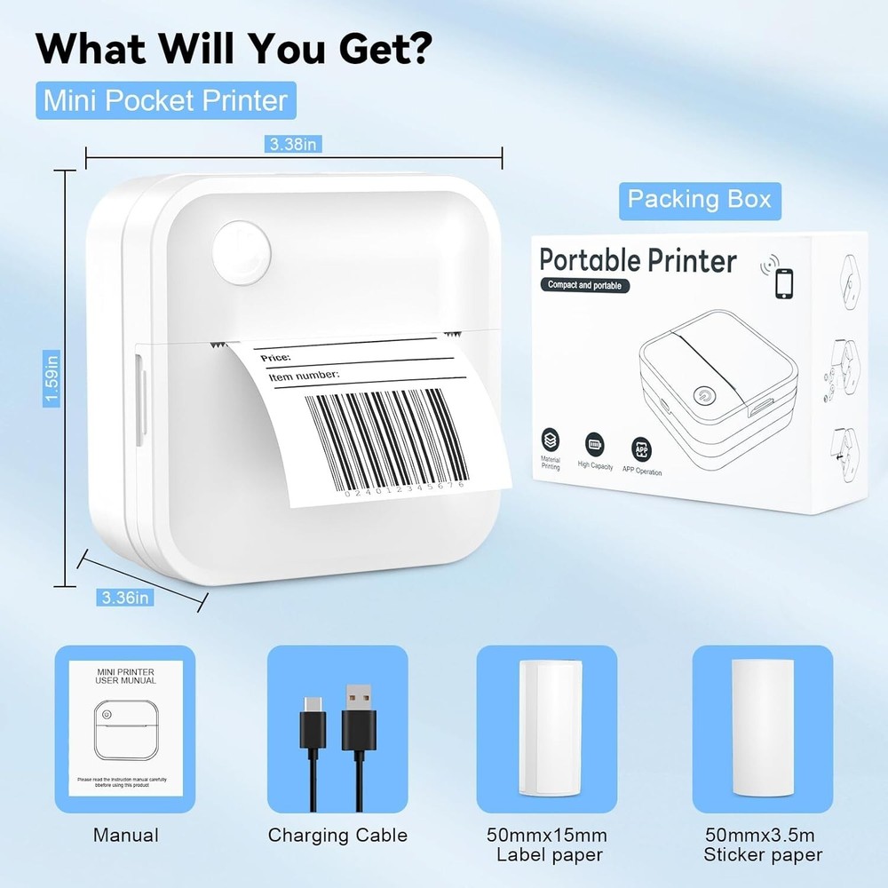 INVISEN Label Maker Machine Mini Label Printer Portable Thermal Printer