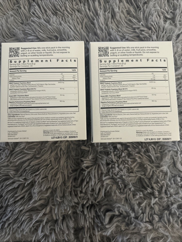 2 New Amare Menta Biotics Raspberry 60 Sticks