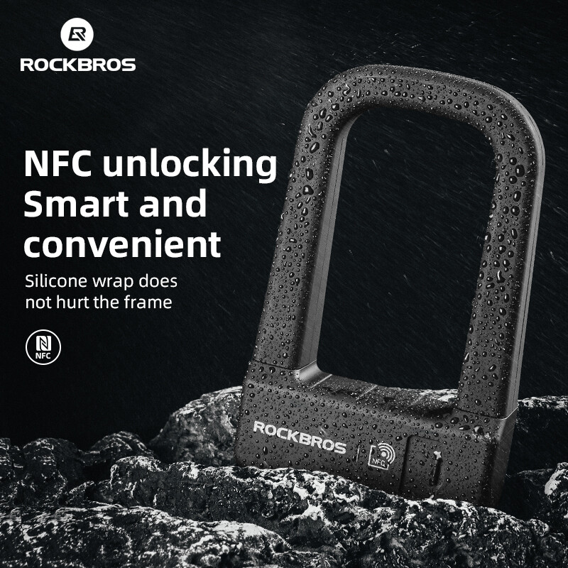 ROCKBROS Bicycle Motor Lock Bike NFC Smart U-Lock Quick Release Strong Secure