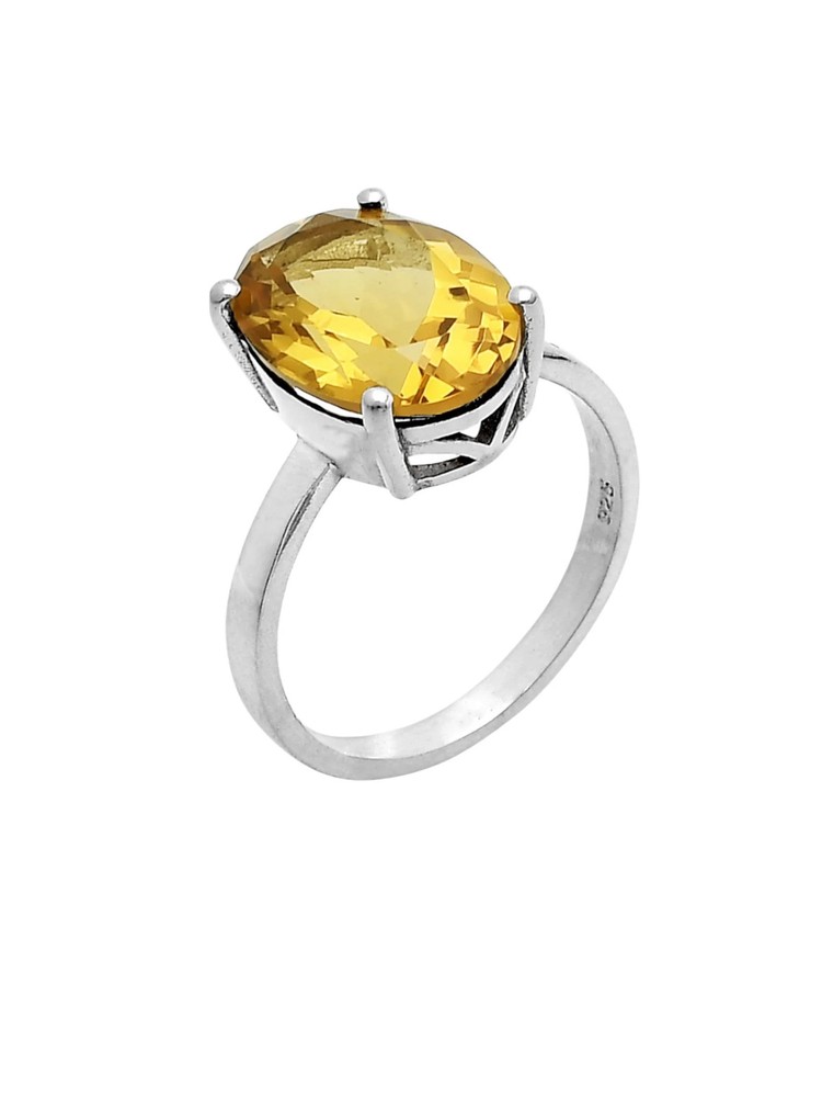 Citrine Solid 925 Sterling Silver Ring 7