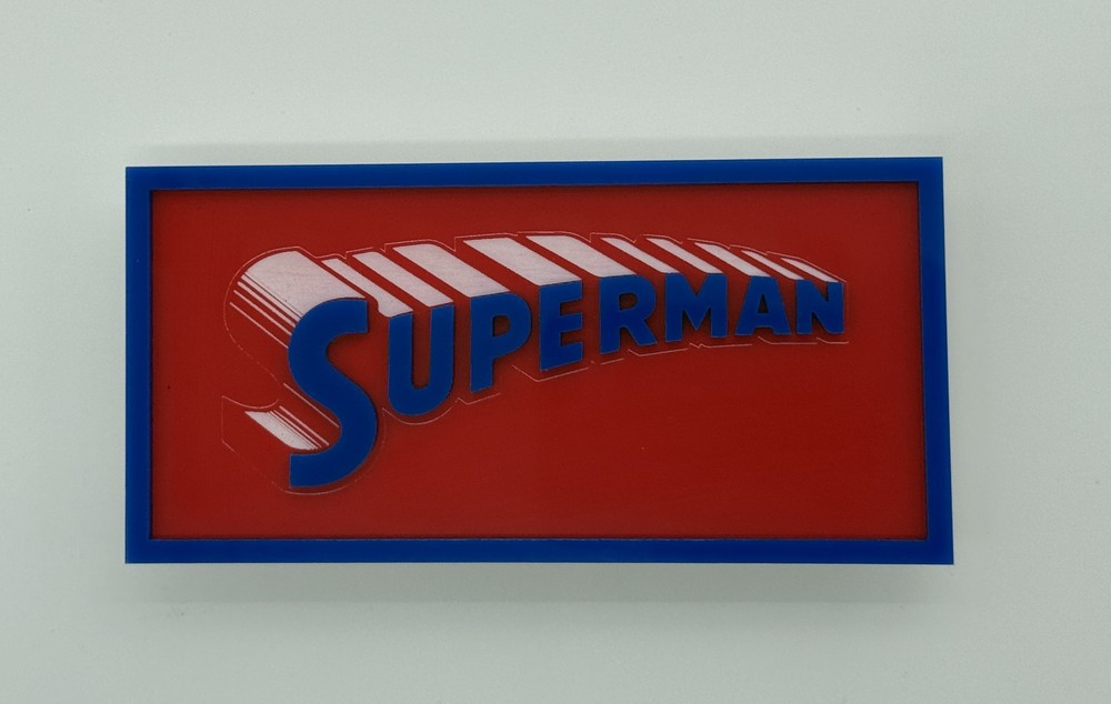 Custom Comic Book Stand - Superman (Blue/Red/Square) Laser Cut/Not 3D Prnt