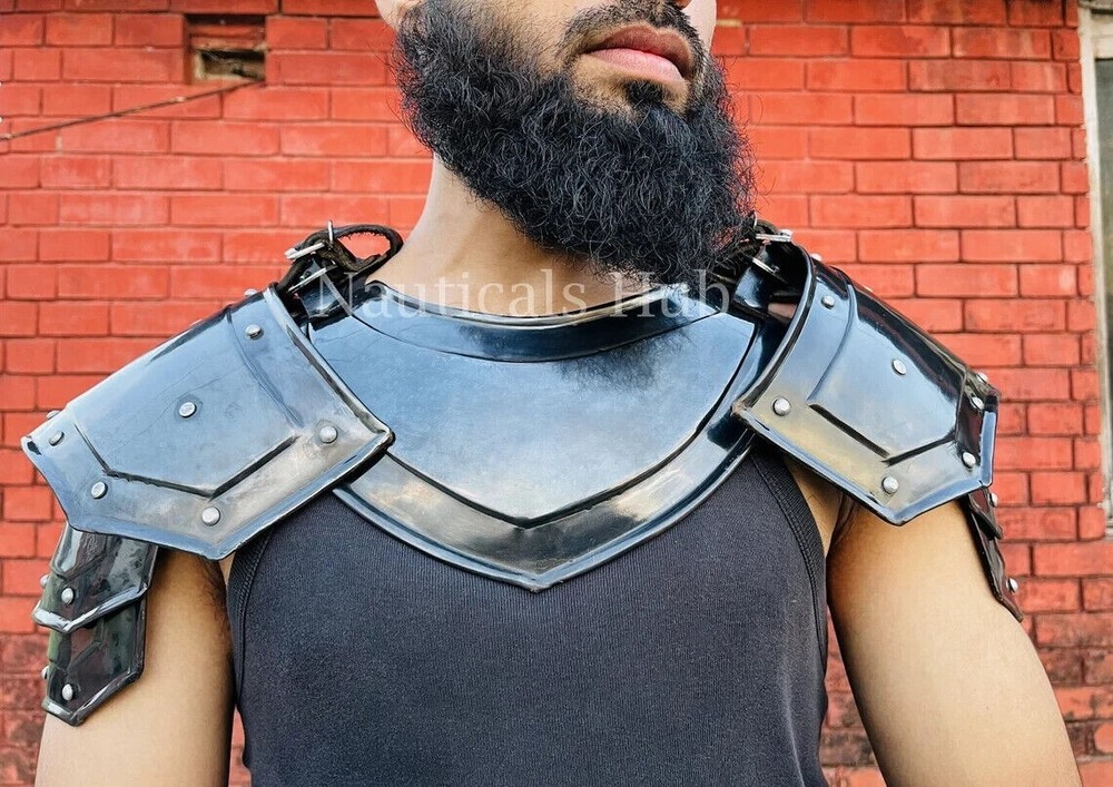 Medieval gorget shoulder set Larp armor orbweaver gorget set Medieval gorget