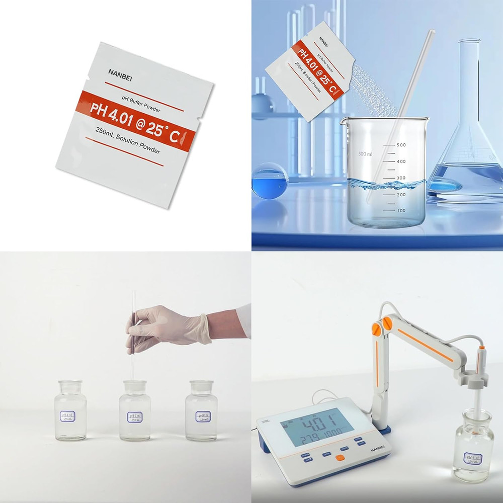 15 Pack pH Meter Calibration Buffer Powder - pH 4.01, 7.00, 10.01