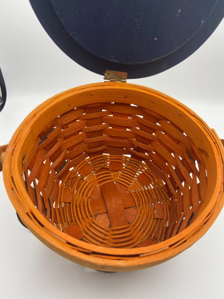 Halloween/Fall Wicker Basket with Hinged Lid and Handle