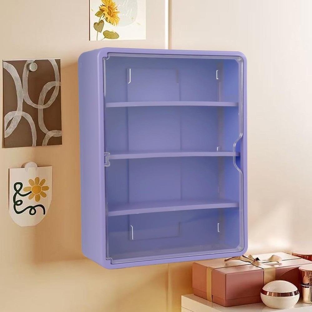 4-Tiers Clear Display Case for Figures, Wall-Mounted Display Box with Adjusta...