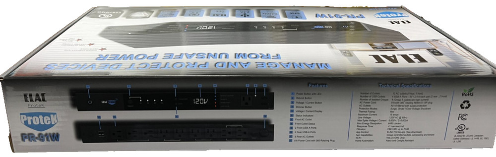 ELAC ProteK 10 Outlet Component Surge Protector/Power Conditioner PR-91W