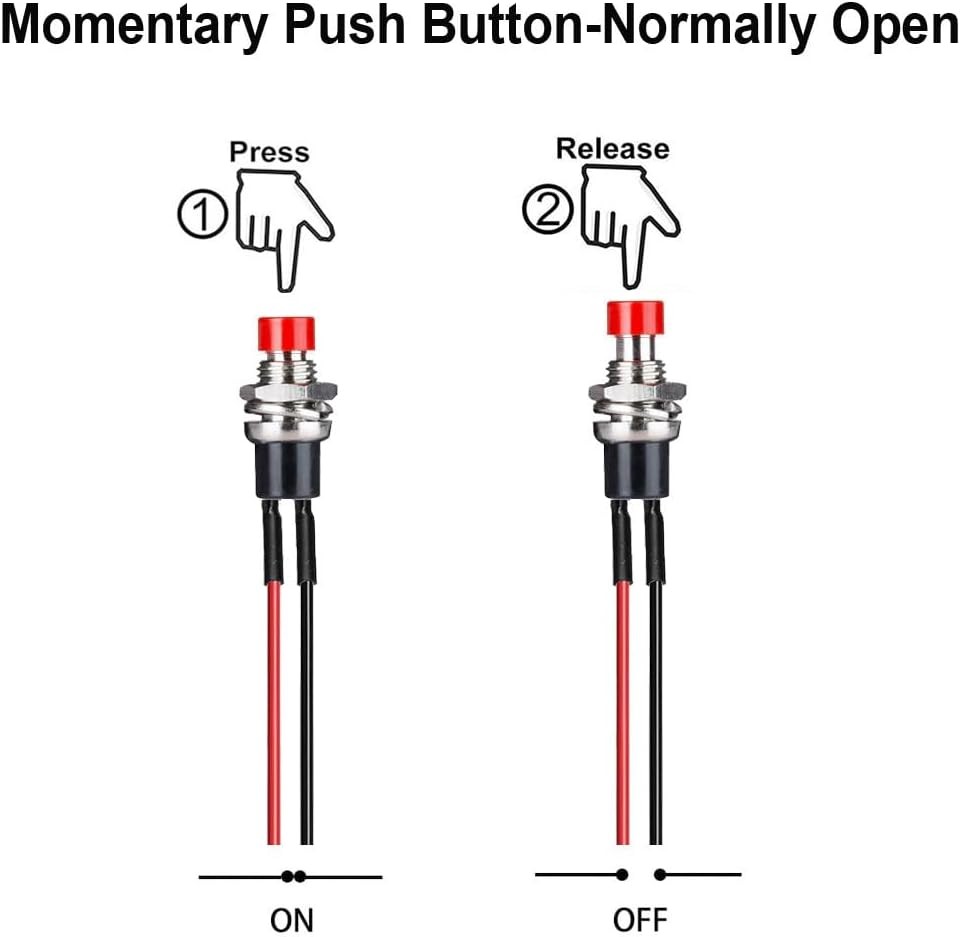 Mini Push Button Switch 7mm 10pcs Prewired White