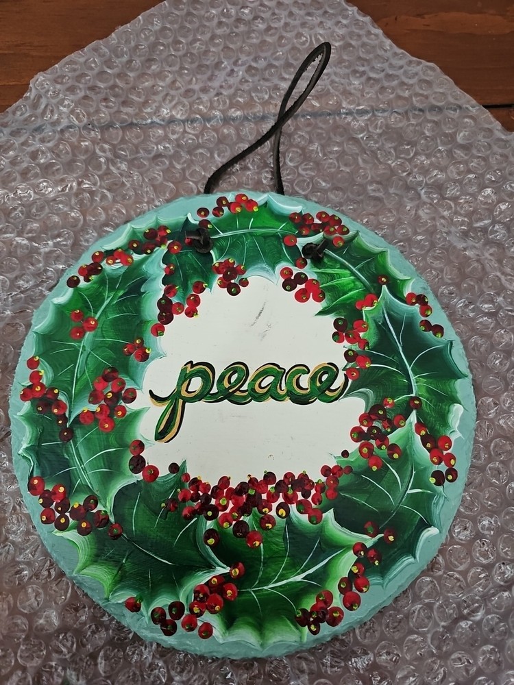 Hand Painted Holly On Slate