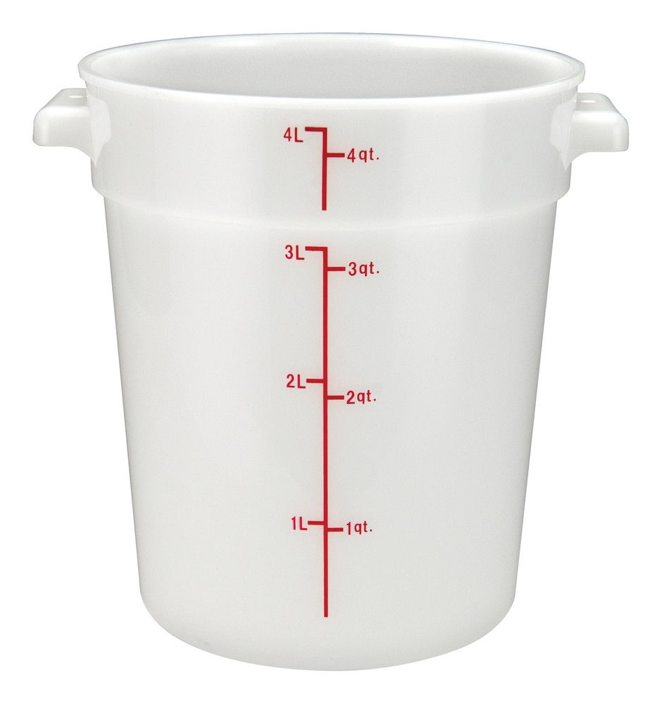 4qt Round Storage Container, White, PP (12 Each)