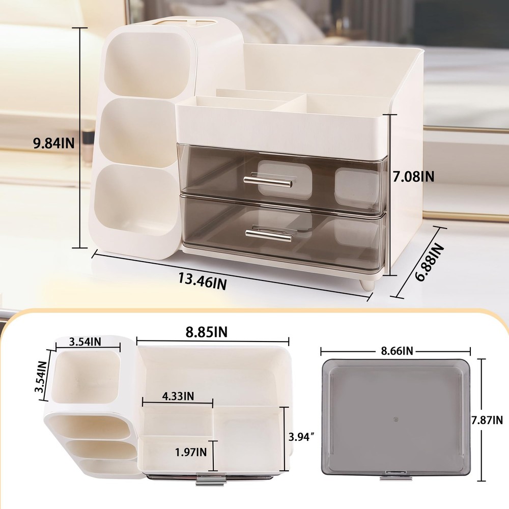 Makeup Organizer with Drawers – Large Cosmetic Storage Box for Vanity, Bathro...