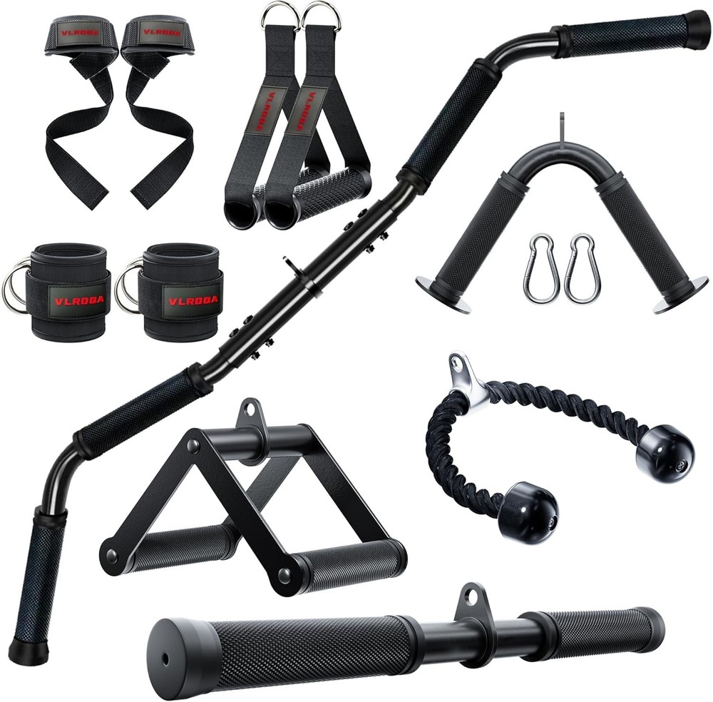 Cable Machine Attachments Gym LAT Pull Down Triceps Set