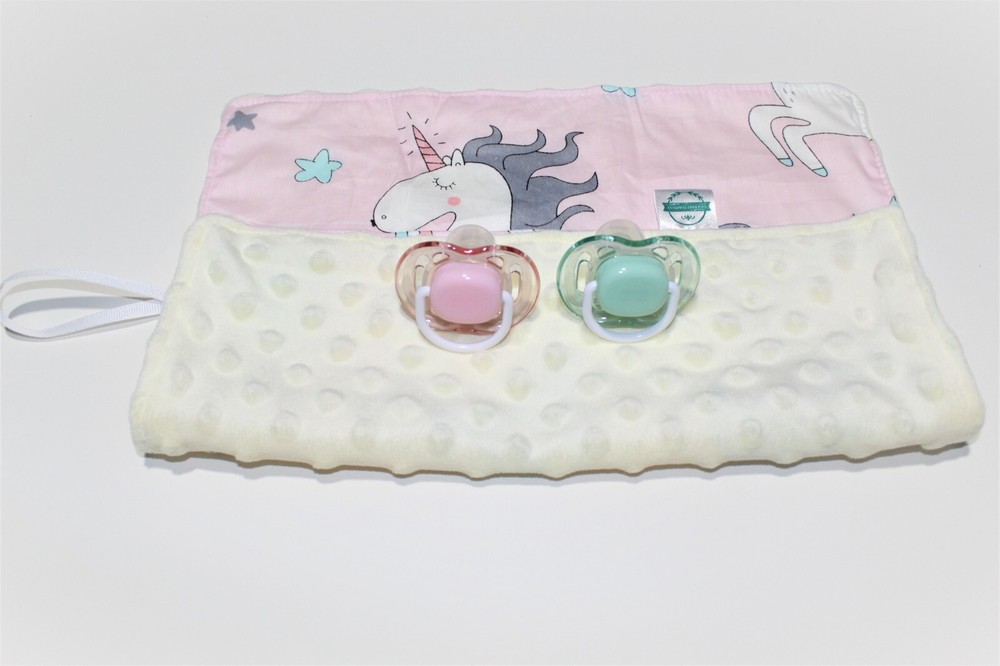 Baby Security Blanket Newborn Pacifier Blanket Includes 2 Pacifiers!  