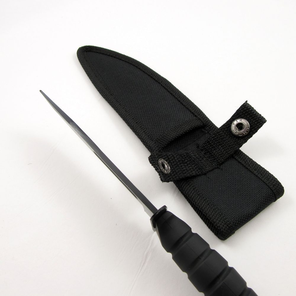 FIXED-BLADE SURVIVAL KNIFE | 7.5" Small Black Rubber Handle Tactical Combat EDC