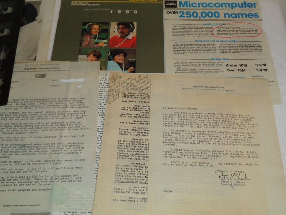 1980 Borg-Warner Educational Systems System80 Teaching Program Booklet & Papers