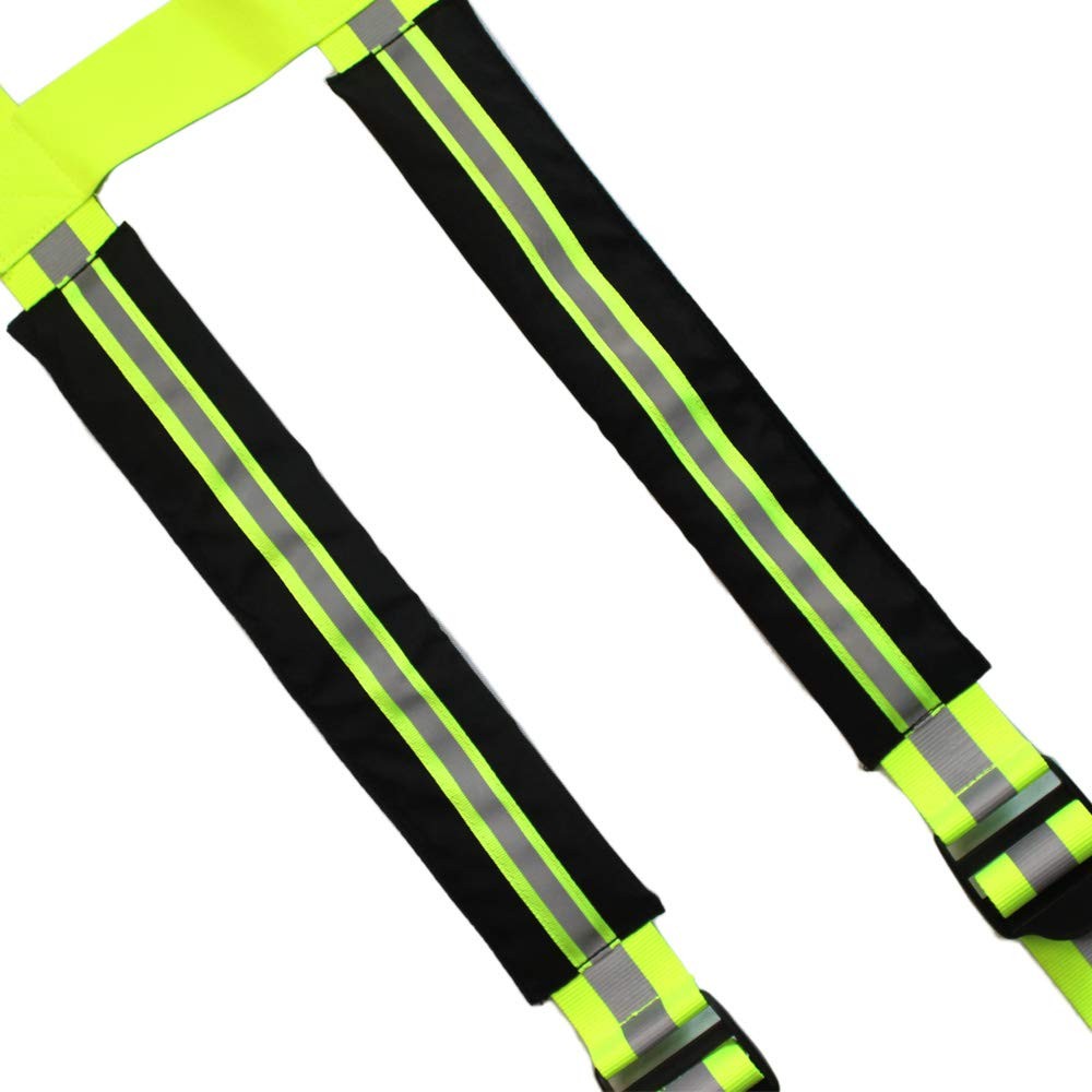 Firefighter Pant Suspenders Quick Adjust with Reflective Strip Black Lime