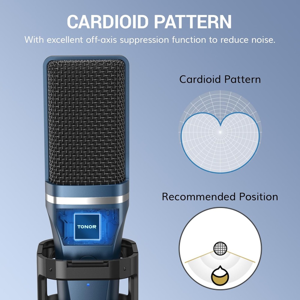 TC-777 Podcast Microphone, USB Computer Microphone, Cardioid Condenser PC Mic...