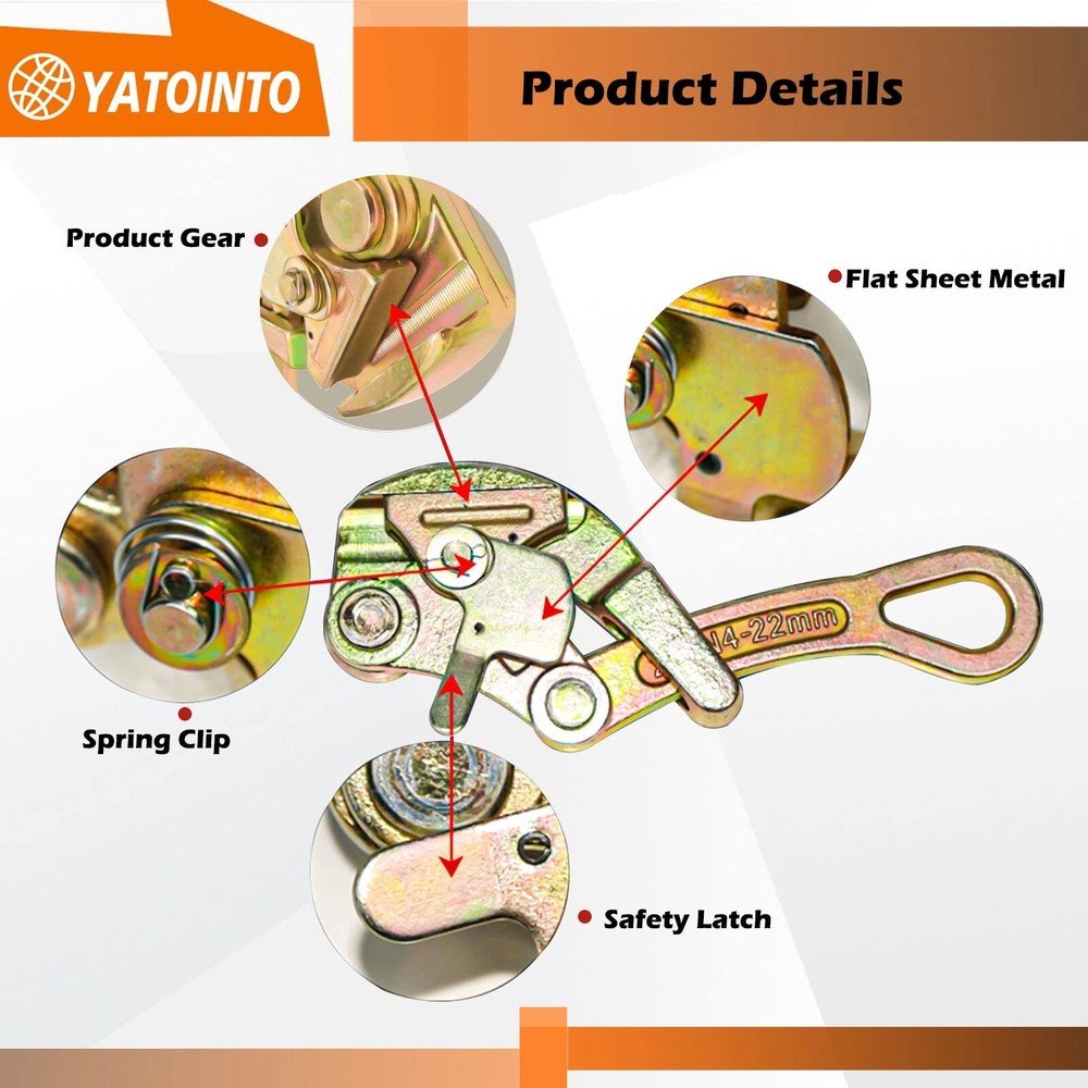 Cable Grip Steel Wire Puller 2 Ton, Cable Puller Tool for 4-22 mm Wire Rope