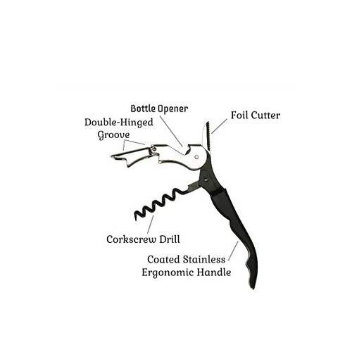 Double Hinged Waiter Style Corkscrew - Black