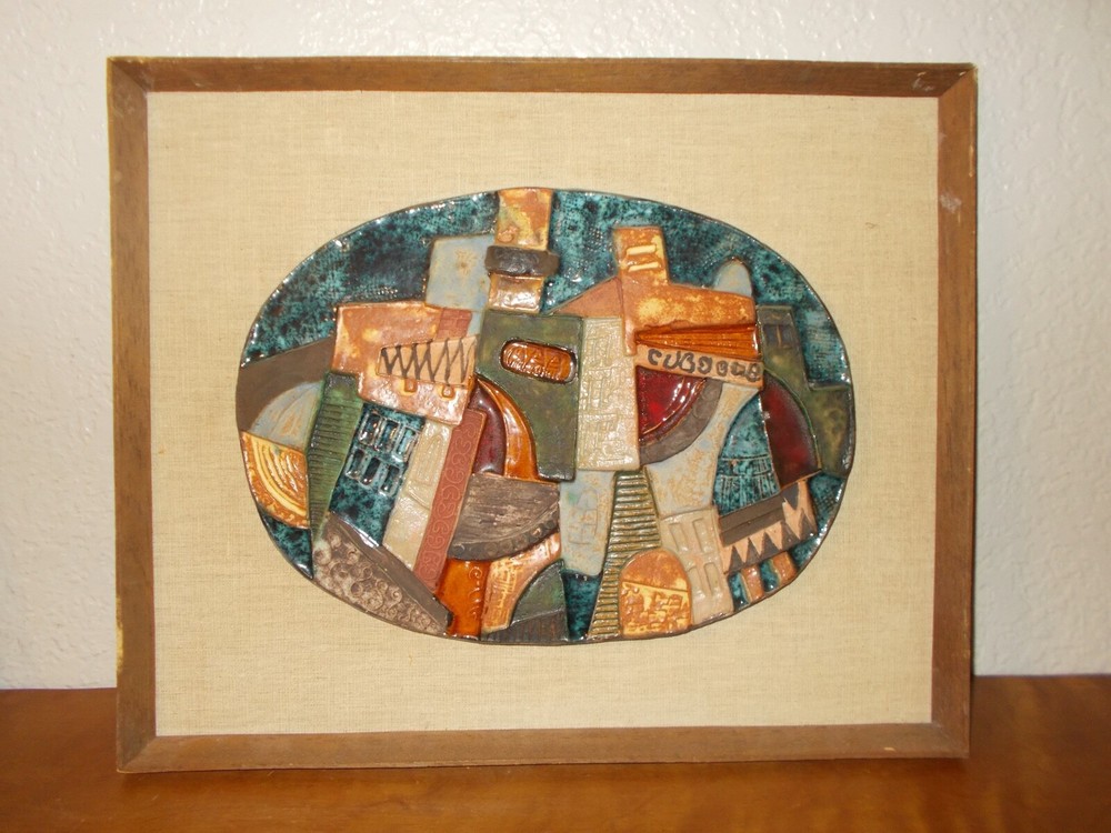 VTG Ruth Factor Handmade Glazed 12" X 9" Ceramic Oval Tile