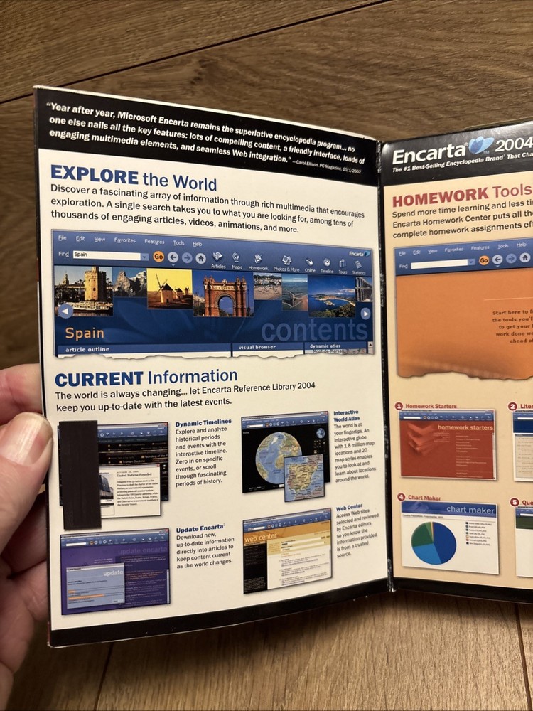 Microsoft Encarta 2004 Reference Library Plus DVD Windows XP New Sealed Box