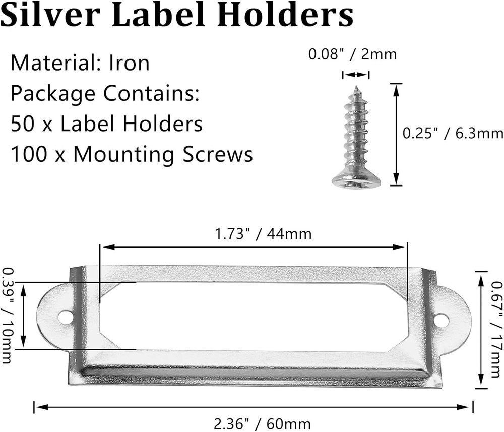 Metal Library File Cabinet Label Holders