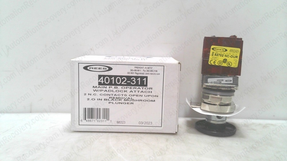 REES 40102-311, MAIN PUSH BUTTON OPERATOR W/ PADLOCK ATTACHED, NEW #228096