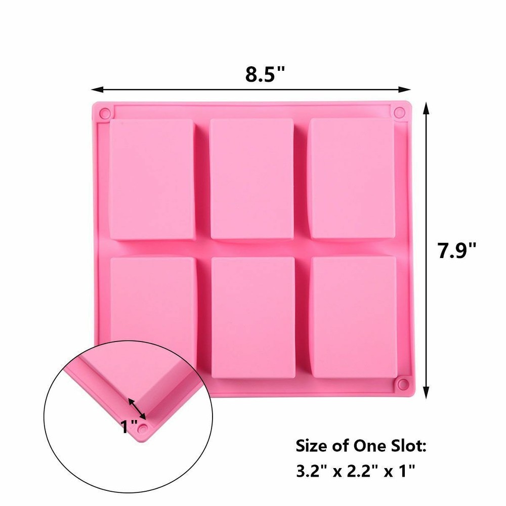 2 Pcs Silicone 6 Cavities Soap Making Molds Baking DIY Mold For Cake Bakeware US