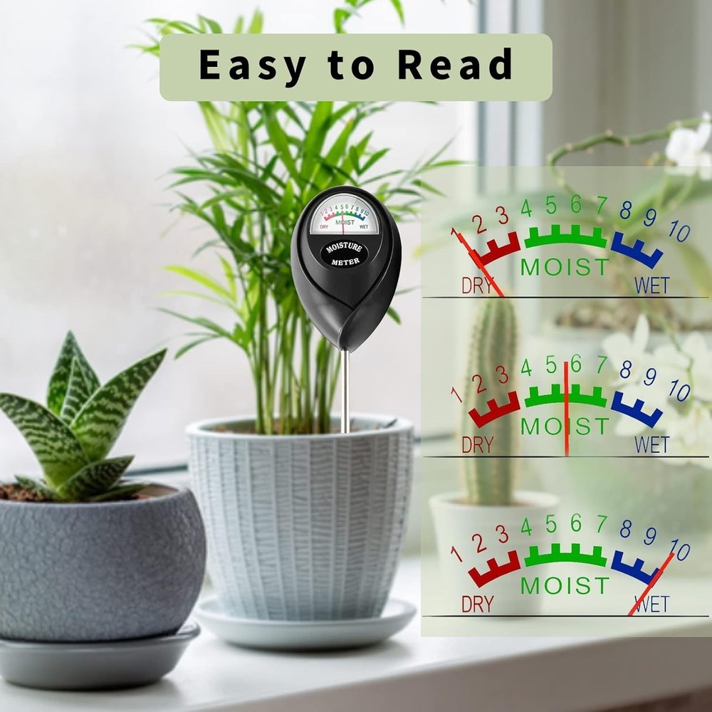 Extended Long Probe Soil Moisture Meter, 2 Pack Plant Water Meter Soil Meter ...