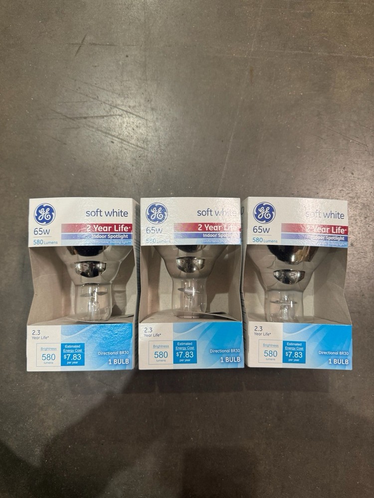 3 GE 65 WattBR30 Indoor Spot Lights Soft White