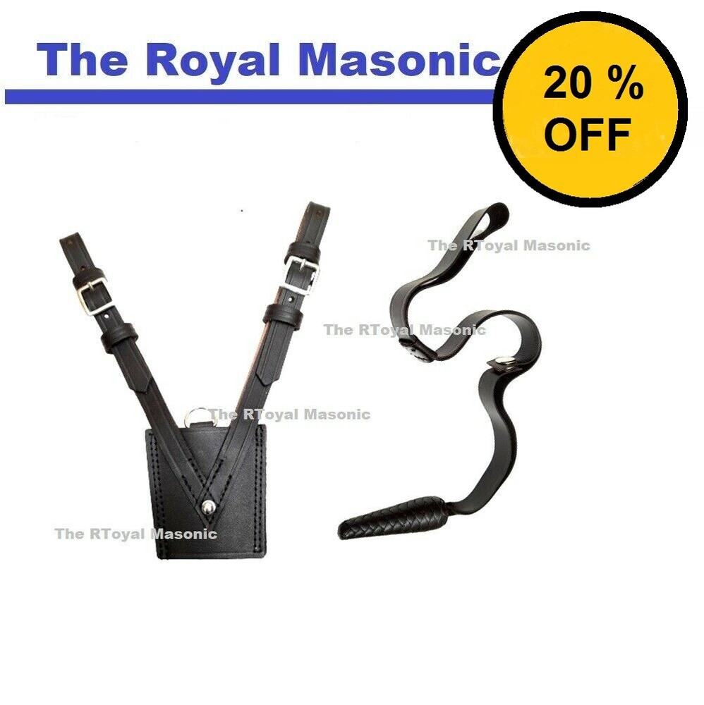 Sam Browne Sword Frog |Sword Knot | Made from Black Leather | Chrome Fitting New