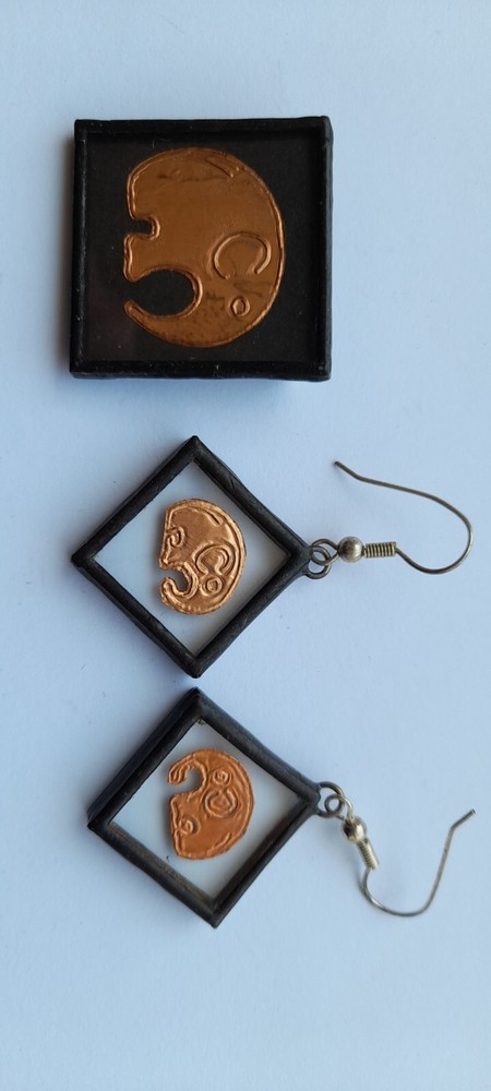 Earrings & Broach Set.Copper Elephant Theme, Eye Catching(AE,14)