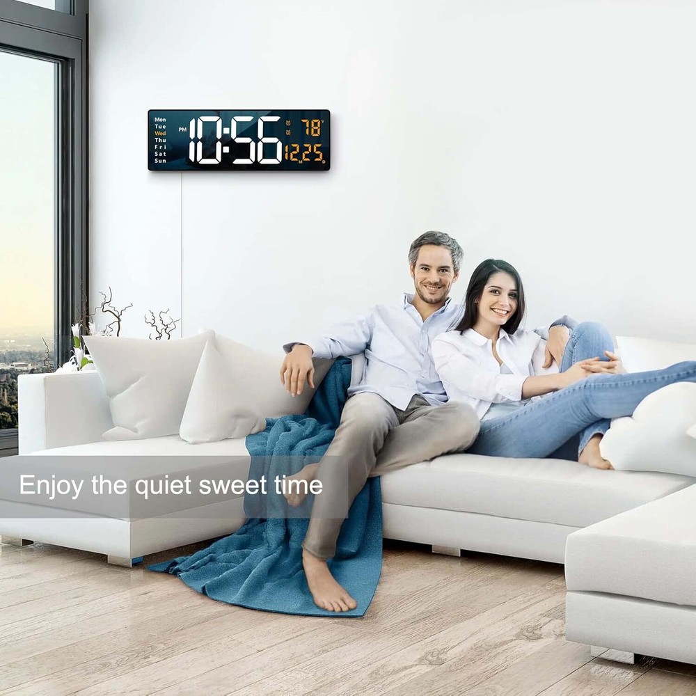 Large Display Digital Wall Clock, 16.2” with Remote Control, (Orange)