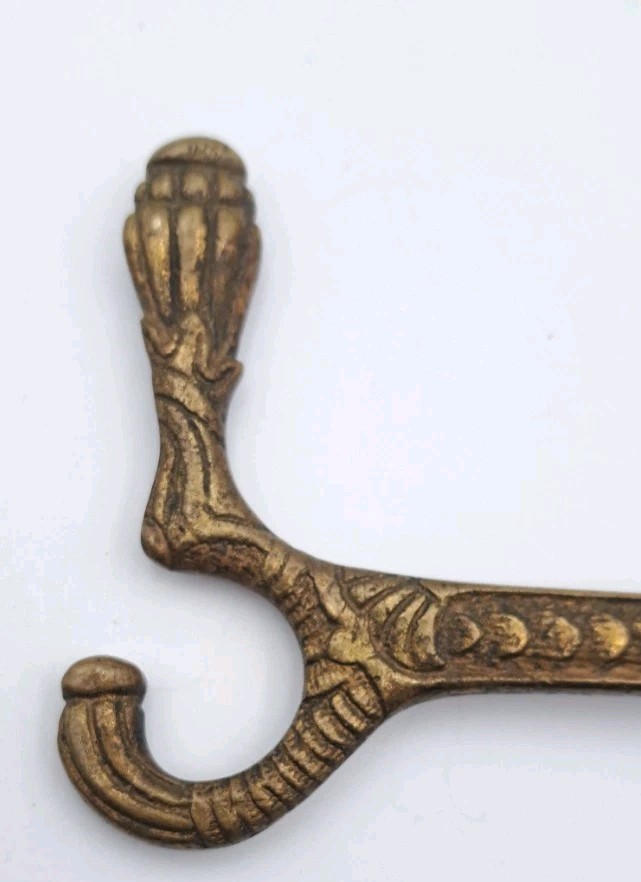 Antique Victorian Hat or Coat Hook Old Vintage Cast Brass Hook Hardware
