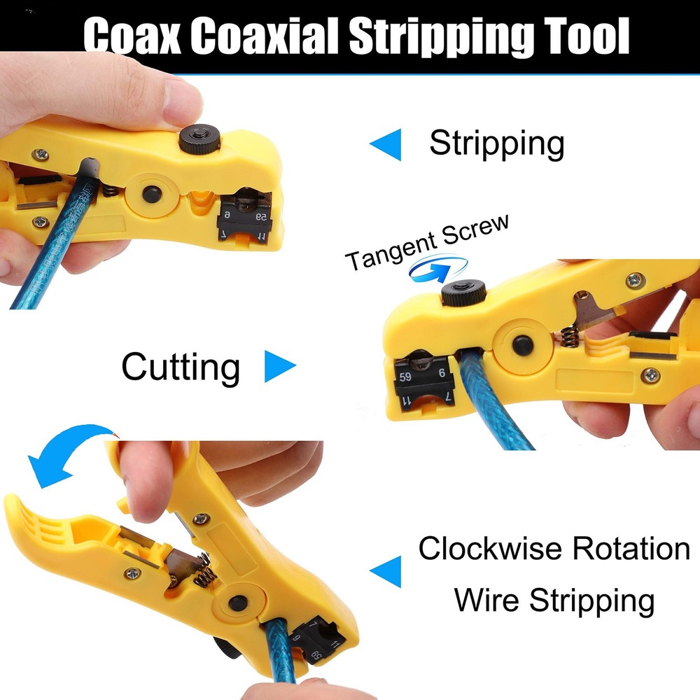 Coax Cable Crimper Kit, Yangoutool Coaxial Compression Tool, Adjustable RG6 R...