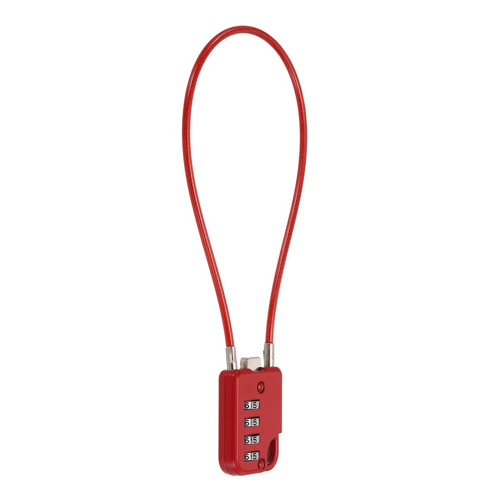 1-Pack Combination Padlock, 4 Digit 12 in Cable Luggage Lock [Red]