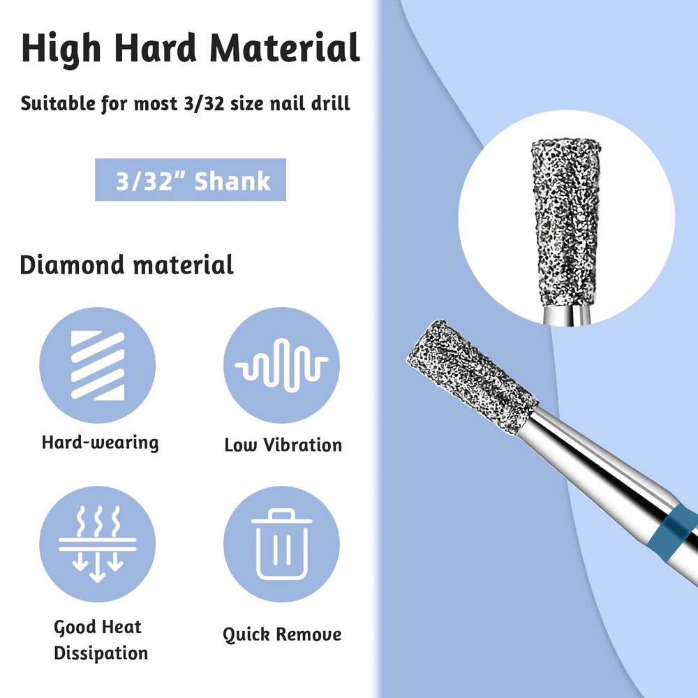 BQAN 2Pcs Nail Drill Bits Diamond Cuticle Removal Bit for Silver Saucer