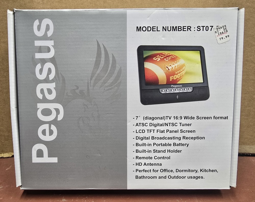 Pegasus LCD TFT 7" Flat Panel Screen  16:9 Wide Portable - New Open Box