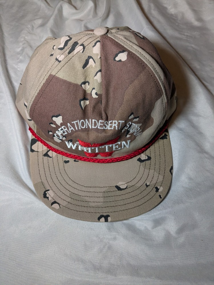 Operation Desert Storm Camo Snapback Hat With "Whitten" & A Large "W" On It